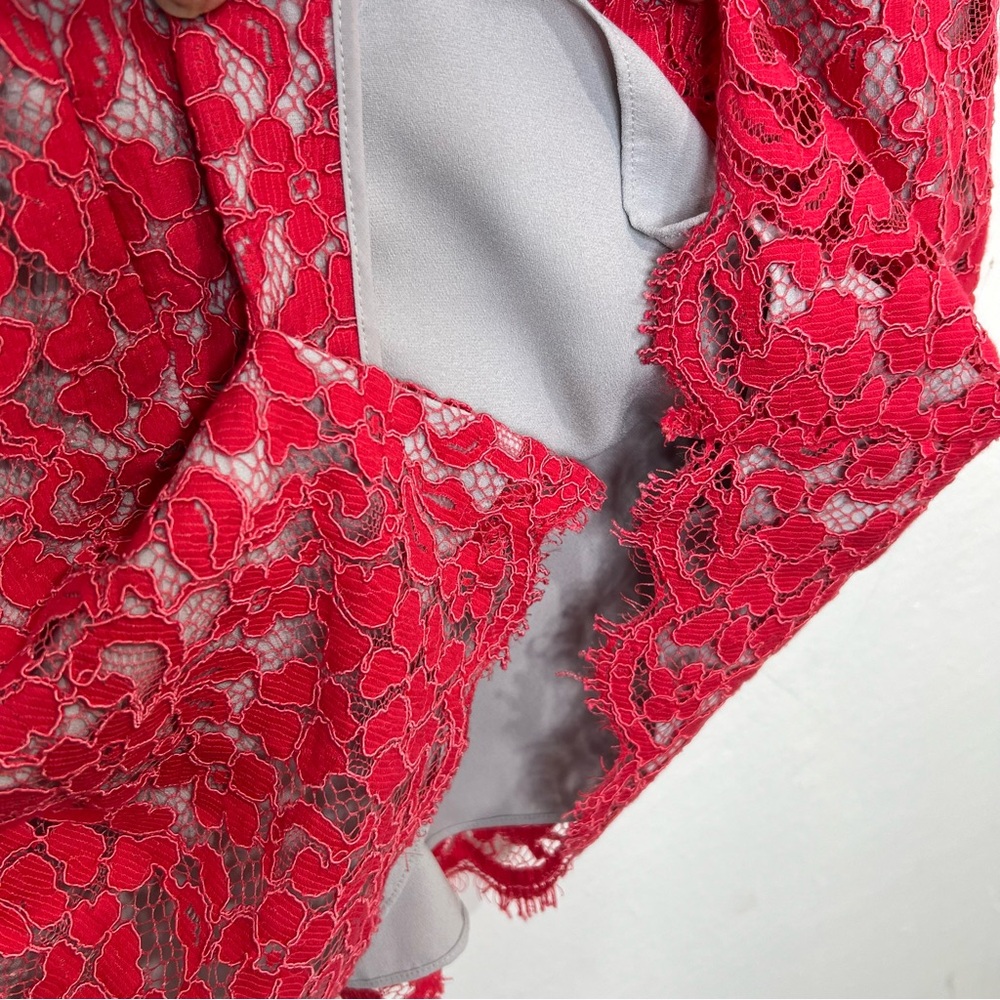L.K. Bennett Wardour Pencil Pink Lace Overlay Size 12 - Picture 13 of 15
